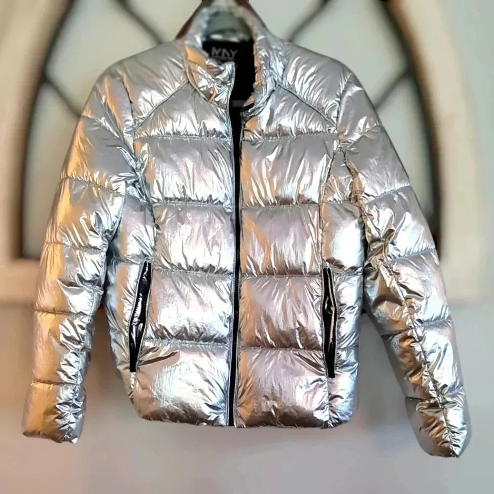 Marc New York Performance Metallic Puffer Jacket Womens Silver Sz XS - Picture 3 of 5
